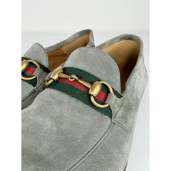 Gucci Loafers Suede Shoes Men’s UK 7.5 US 8 EU 42.5 Green Gray Horsebit Brixton - Picture 5 of 14